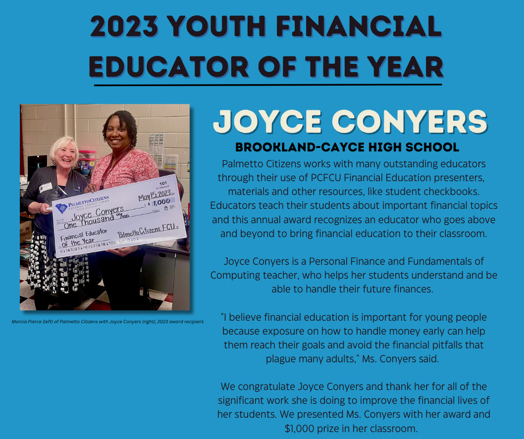 Joyce Conyers Financial Education Teacher of the Year