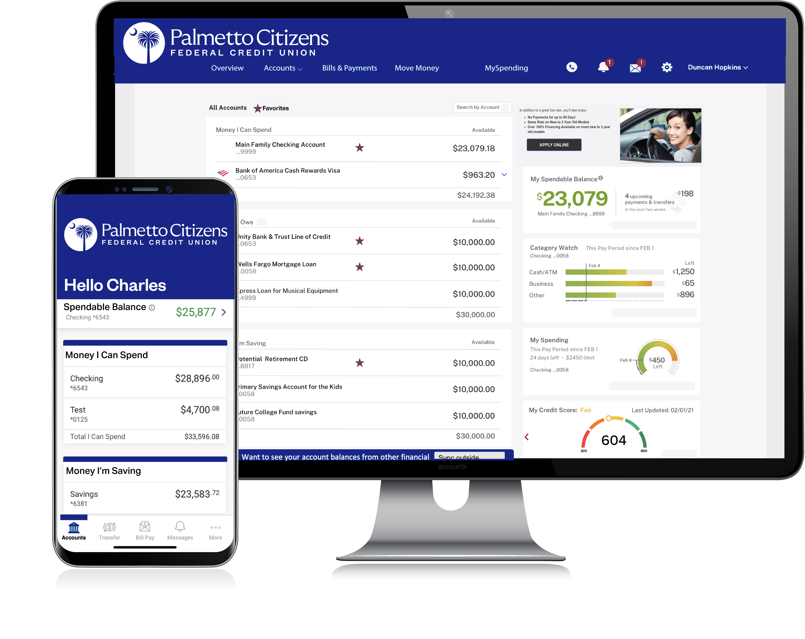 Palmetto Citizens FCU Credit Union Enhancements