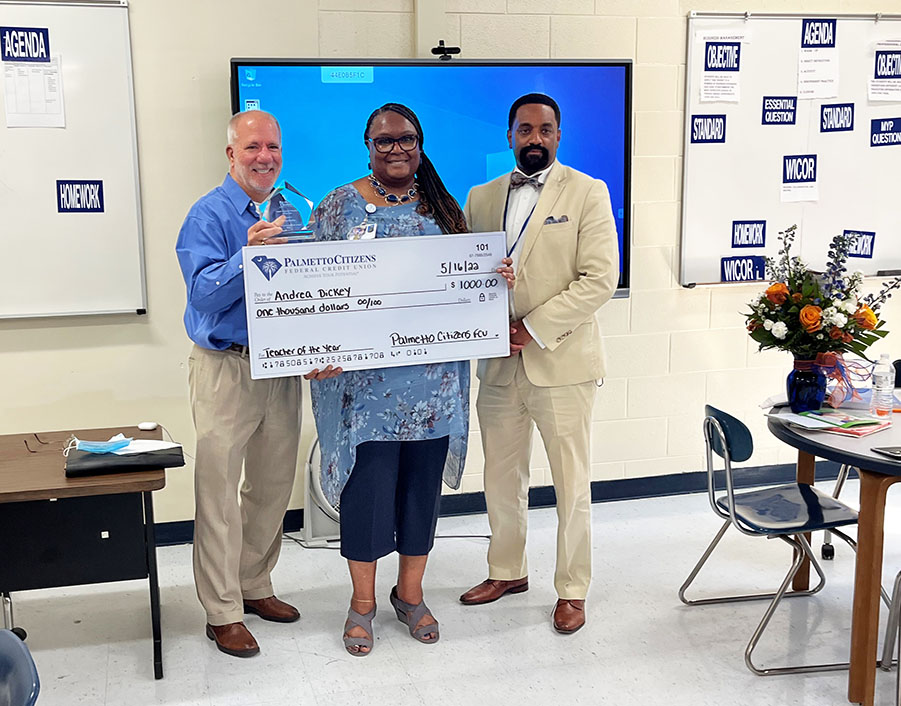 Palmetto Citizens Financial Educator of the Year Award recipient Andrea Dickey